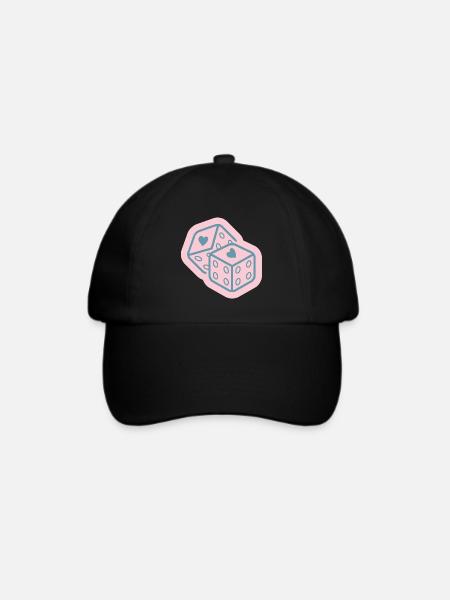 Herzwürfel in Pastellrosa - Baseballkappe - Schwarz/Schwarz