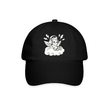 Musik Engel – Cherub mit Kopfhörern - Baseballkappe - Schwarz/Schwarz - Vorne