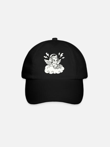 Musik Engel – Cherub mit Kopfhörern - Baseballkappe - Schwarz/Schwarz