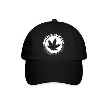 Cannabis Blatt Rundlogo - Baseballkappe - Schwarz/Schwarz - Vorne