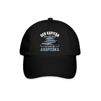 Kapitän Boot Bootsführerschein - Baseballkappe - Schwarz/Schwarz - Vorne