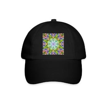 Kaleidoskop Blumenmandala - Baseballkappe - Schwarz/Schwarz - Vorne