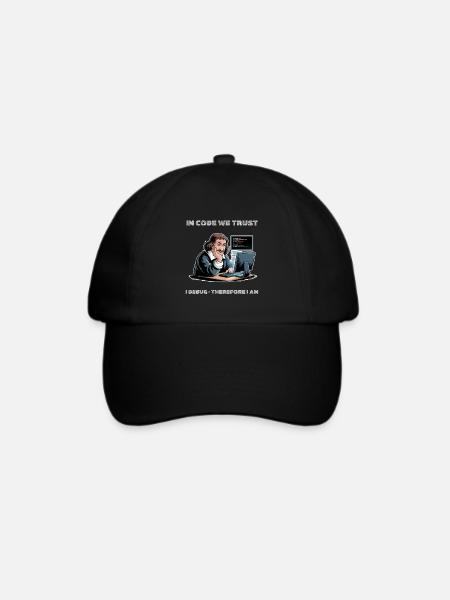 Philosoph Descartes Meme – für einen dunklen Hintergrund - Baseballkappe - Schwarz/Schwarz