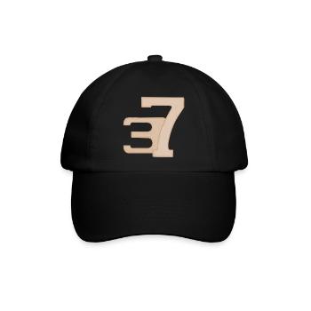 37 Ziffernkunst in Peach - Baseballkappe - Schwarz/Schwarz - Vorne