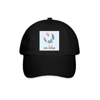 SEH-MÖWE – Lustige Möwe - Baseballkappe - Schwarz/Schwarz - Vorne