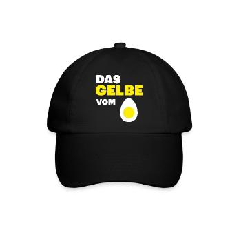 Hühner Fans -  Hahn - Gockel - Eigelb - Baseballkappe - Schwarz/Schwarz - Vorne