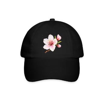 Mandelblüte Rosa Frühlingsblume - Baseballkappe - Schwarz/Schwarz - Vorne