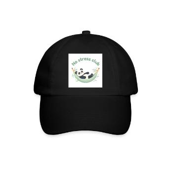 Stressfreier Club Panda in Hängematte - Baseballkappe - Schwarz/Schwarz - Vorne