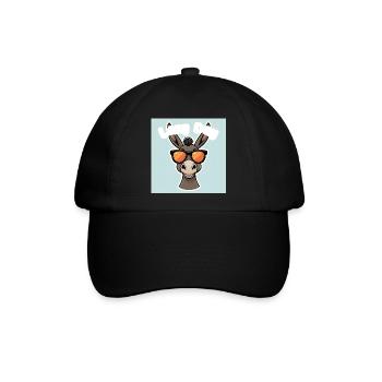 Esel mit orangefarbener Sommerbrille - Baseballkappe - Schwarz/Schwarz - Vorne