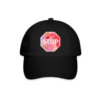 Grunge-Stoppschild - Baseballkappe - Schwarz/Schwarz - Vorne