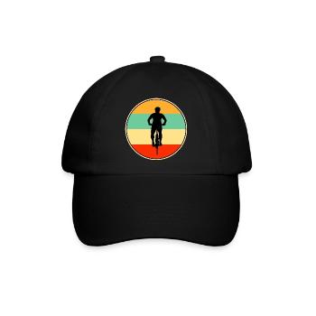 Radfahrer-Retro-Vintage-Sunset-Fahrrad-Silhouette - Baseballkappe - Schwarz/Schwarz - Vorne