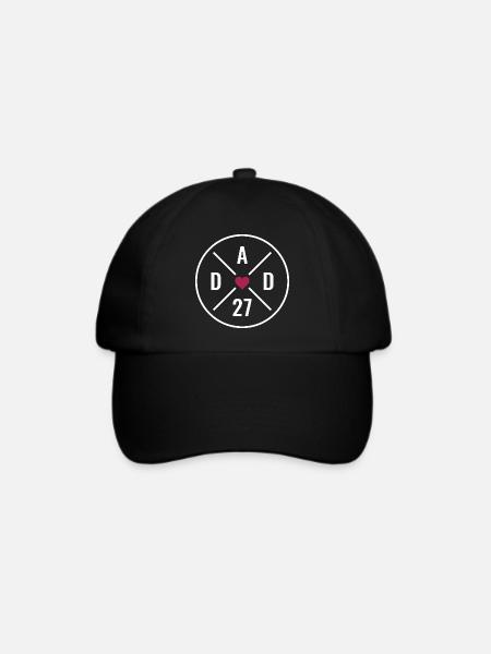 Dad 27 Herz - Baseballkappe - Schwarz/Schwarz