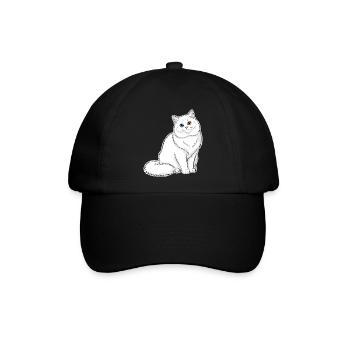 Weiße Katzen-Angora-Augen Minnows-Porträt Elegant - Baseballkappe - Schwarz/Schwarz - Vorne