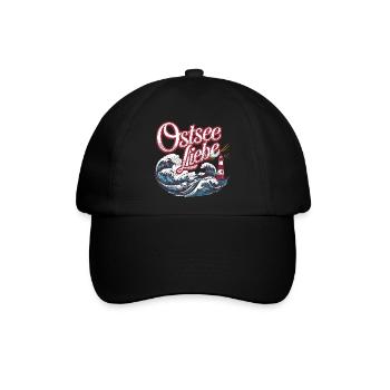 Ostsee Liebe Wellen Leuchtturm Küste Meer Urlaub - Baseballkappe - Schwarz/Schwarz - Vorne