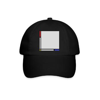 Komposition im Stil von Mondrian. - Baseballkappe - Schwarz/Schwarz - Vorne