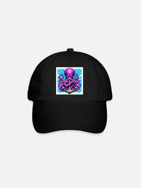 Oktopus umarmt einen Anker - Baseballkappe - Schwarz/Schwarz
