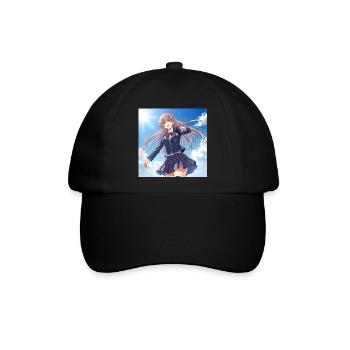 Schulmädchen im blauen Himmel - Baseballkappe - Schwarz/Schwarz - Vorne