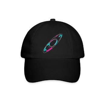 Outlines eines Wildwasserkajaks in Neon-Style - Baseballkappe - Schwarz/Schwarz - Vorne