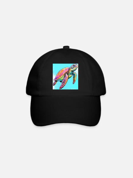 Schildkröte - Baseballkappe - Schwarz/Schwarz