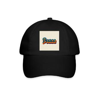 70er Peace Design - Baseballkappe - Schwarz/Schwarz - Vorne