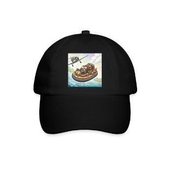 Steampunk-Luftboot-Flussjagd - Baseballkappe - Schwarz/Schwarz - Vorne