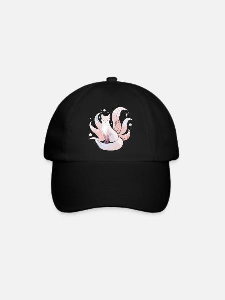 Neunschwänziger Fuchs - Sanfte Magie - Baseballkappe - Schwarz/Schwarz