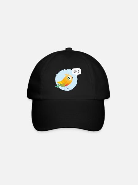 Bunter Vogel mit Piepsprechblase - Baseballkappe - Schwarz/Schwarz