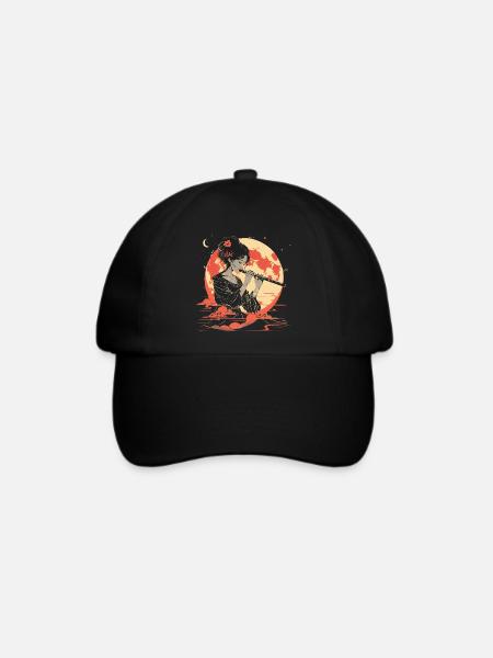 Flöte Mädchen Porträt - Baseballkappe - Schwarz/Schwarz