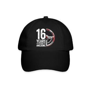 Sechzehn Jahre großartige Räder - Baseballkappe - Schwarz/Schwarz - Vorne