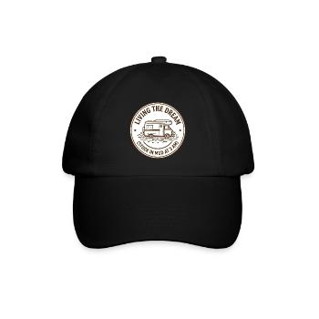 Den Traum leben, schlammiger Camper - Baseballkappe - Schwarz/Schwarz - Vorne