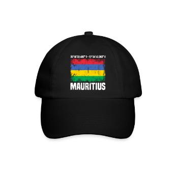 Mauritius Koordinaten - Baseballkappe - Schwarz/Schwarz - Vorne