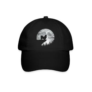 Pekinger Vollmond – Peke-Hund-Mama Papa Schoßhund - Baseballkappe - Schwarz/Schwarz - Vorne