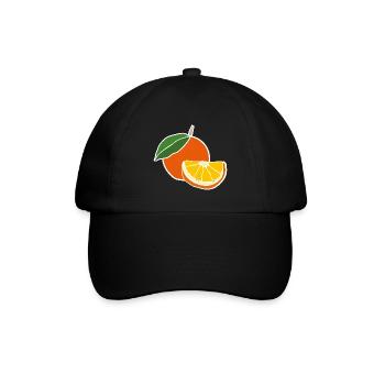 Fresh Orange – Fruchtige Pop-Illustration - Baseballkappe - Schwarz/Schwarz - Vorne