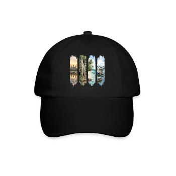 Kambodscha Travel – Angkor Wat & Natur Motiv - Baseballkappe - Schwarz/Schwarz - Vorne