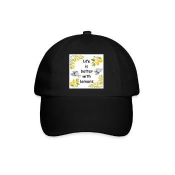 Leben ist besser mit Zitronen - Baseballkappe - Schwarz/Schwarz - Vorne