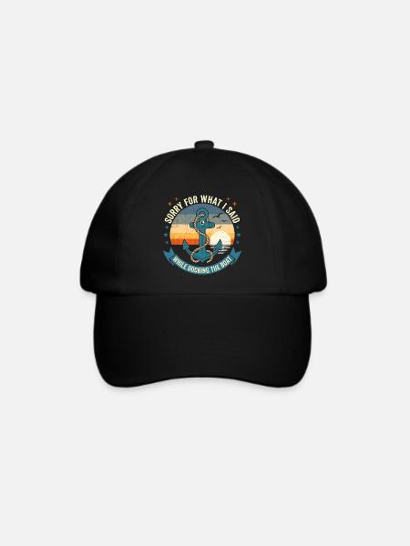 Funny Boat Docking Humor: Vintage Anchor Apology T - Baseballkappe - Schwarz/Schwarz