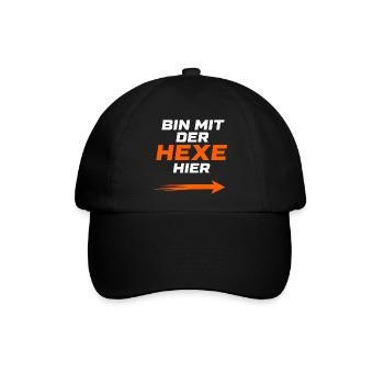 Bin mit der Hexe hier - Baseballkappe - Schwarz/Schwarz - Vorne