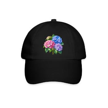 Hortensie Farbenspiel Print - Baseballkappe - Schwarz/Schwarz - Vorne