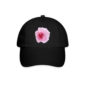 Pinke Rose (pink rose) - Baseballkappe - Schwarz/Schwarz - Vorne