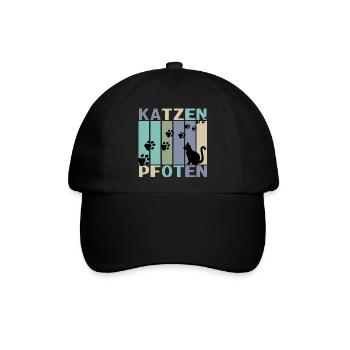 Katzen Pfoten Retro Design - Baseballkappe - Schwarz/Schwarz - Vorne