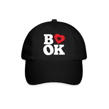 Book Heart I Love Books Bold Typography - Baseballkappe - Schwarz/Schwarz - Vorne