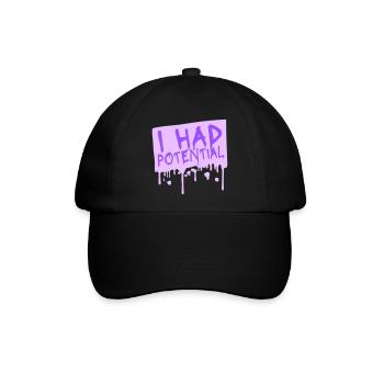 I Had Potential Ich Hatte Potenzial Spruch Logo Te - Baseballkappe - Schwarz/Schwarz - Vorne