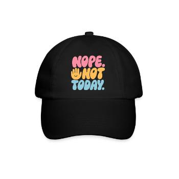 Nope. Not Today! – Nein-Spruch - Baseballkappe - Schwarz/Schwarz - Vorne