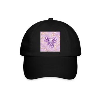 Axolotl Purple Metallic auf Goldmarmor - Baseballkappe - Schwarz/Schwarz - Vorne
