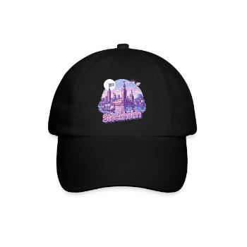 Stockholm Skyline Pink – Stolz & Souvenir Spruch - Baseballkappe - Schwarz/Schwarz - Vorne