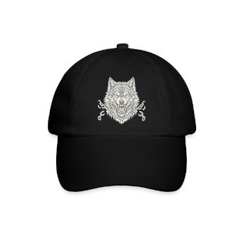 Wolf bricht Ketten Freiheit Tattoo Style - Baseballkappe - Schwarz/Schwarz - Vorne