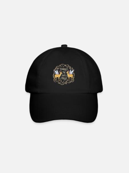 Magisches Reh mit Flügeln - Baseballkappe - Schwarz/Schwarz