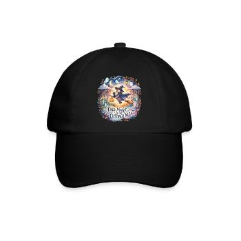 Magische Nacht Oktober Hexe und Geister - Baseballkappe - Schwarz/Schwarz - Vorne
