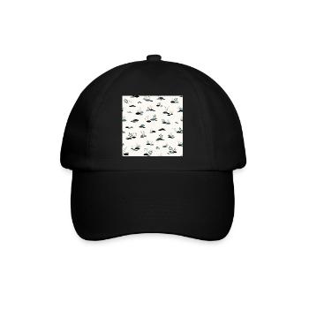 Japanisches Muster, inspiriert vom Iwagumi-Aquascaping - Baseballkappe - Schwarz/Schwarz - Vorne