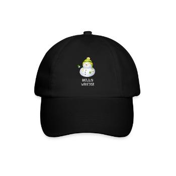 Hello Winter - Schneemann mit Ringelmütze - Baseballkappe - Schwarz/Schwarz - Vorne
